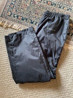 adidas Dark Gray Windbreaker Track Pants w/ Logo Vintage 80s Zippered Leg Large